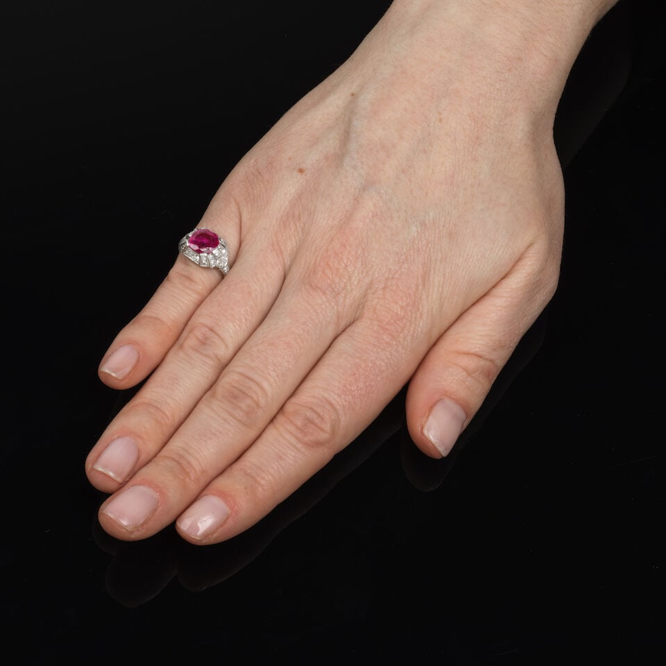 RUBY AND DIAMOND RING BAGUE RUBIS DIAMANTS - 2