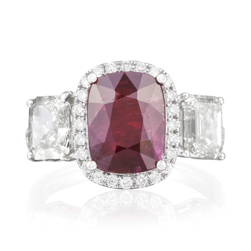 RUBY AND DIAMOND RING BAGUE RUBIS ET DIAMANTS - 2