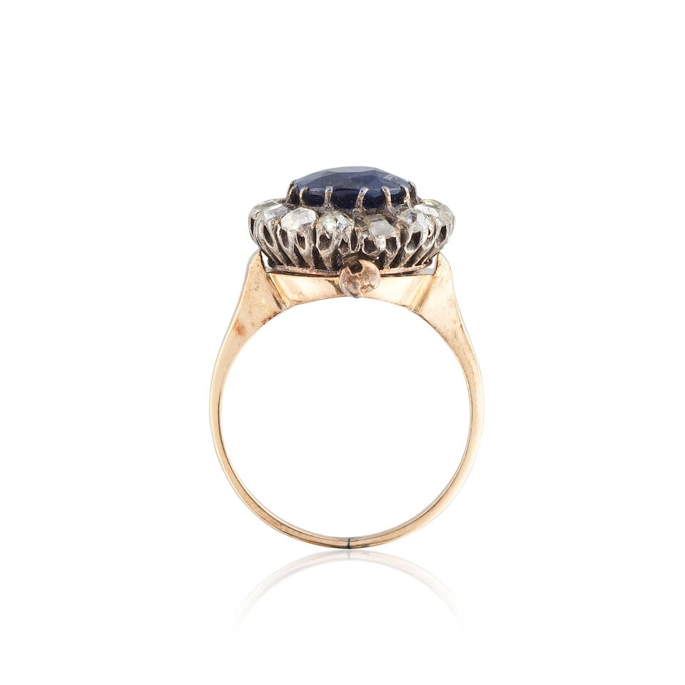 SAPPHIRE AND DIAMOND RING BAGUE SAPHIR ET DIAMANTS - 2