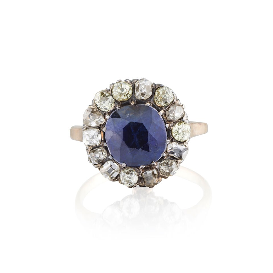 SAPPHIRE AND DIAMOND RING BAGUE SAPHIR ET DIAMANTS - 3