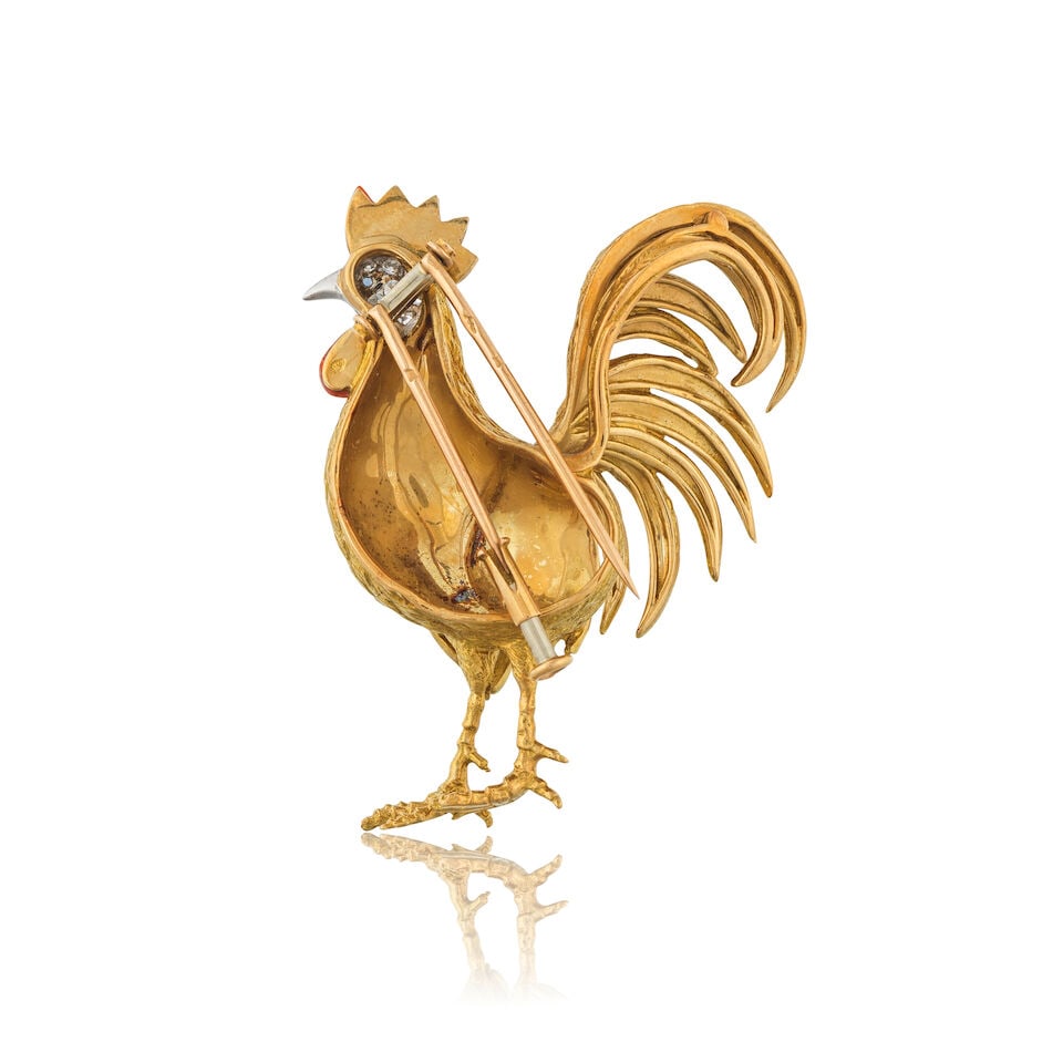 SAPPHIRE AND DIAMONDS 'ROOSTER' BROOCH BROCHE 'COQ' SAPHIR ET DIAMANTS - 2