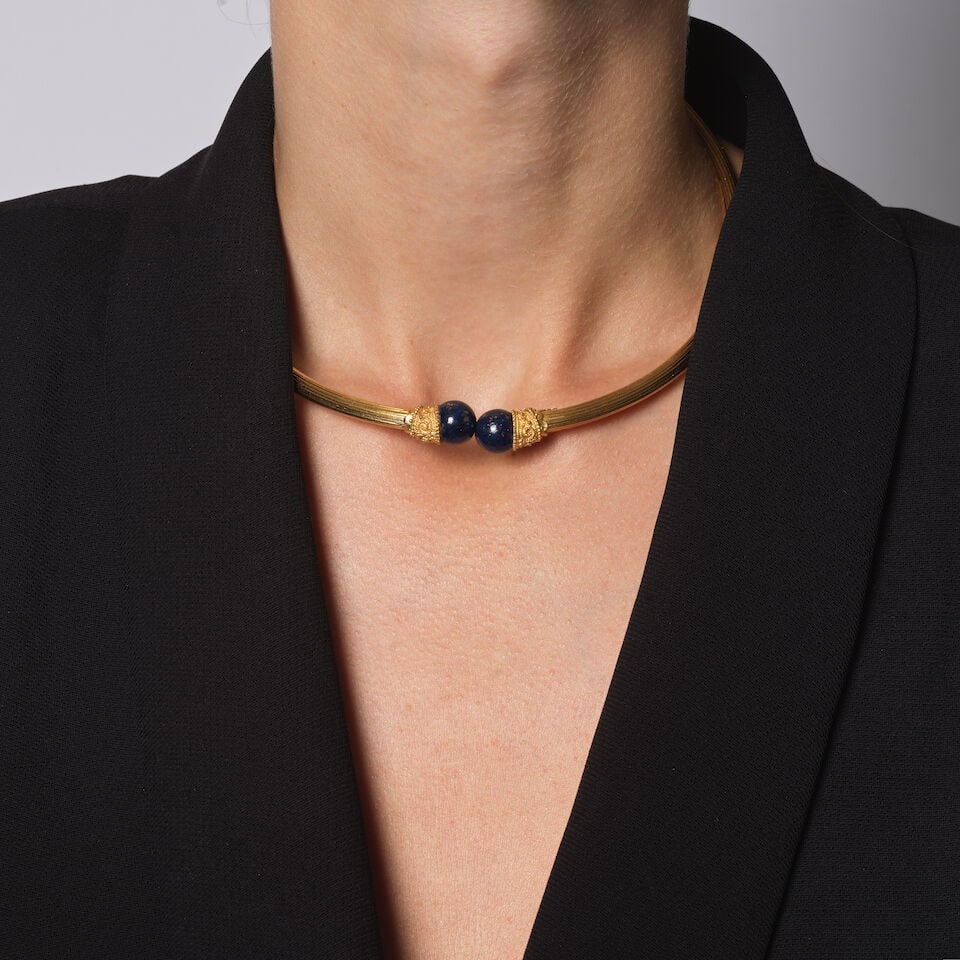 LAPIS LAZULI TORQUE NECKLACE COLLIER TORQUE LAPIS-LAZULI - 2