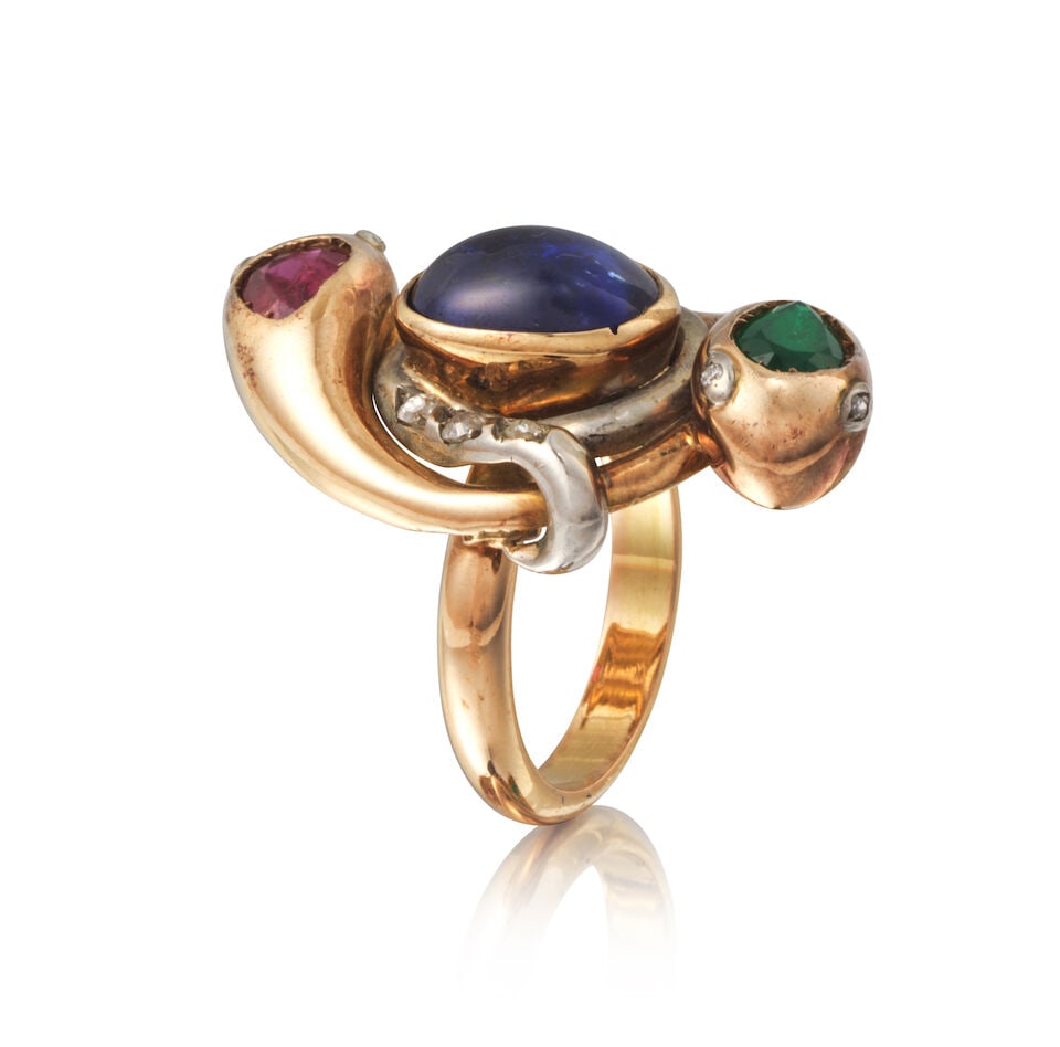 EMERALD, SAPPHIRE, RUBY AND DIAMOND RING BAGUE ÉMERAUDE, SAPHIR, RUBIS ET DIAMANTS - 3
