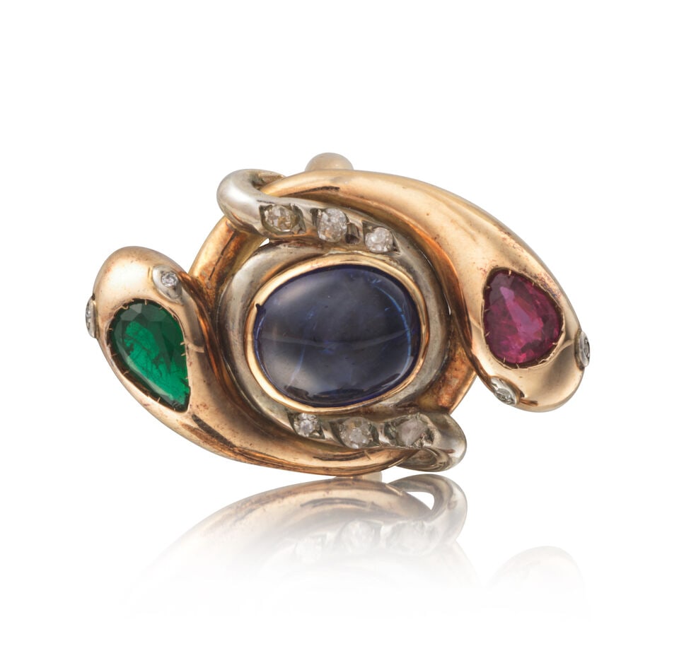 EMERALD, SAPPHIRE, RUBY AND DIAMOND RING BAGUE ÉMERAUDE, SAPHIR, RUBIS ET DIAMANTS - 4