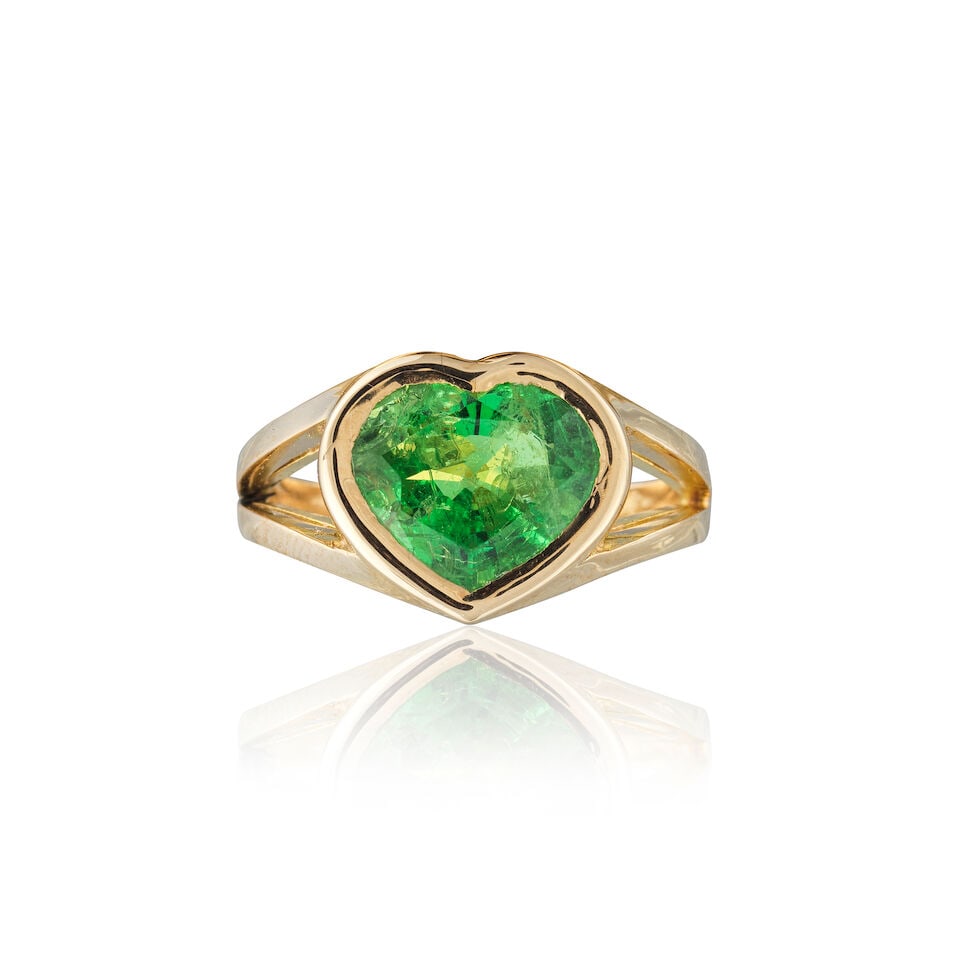 GARNET 'HEART' RING BAGUE GRENAT 'COEUR' - 3