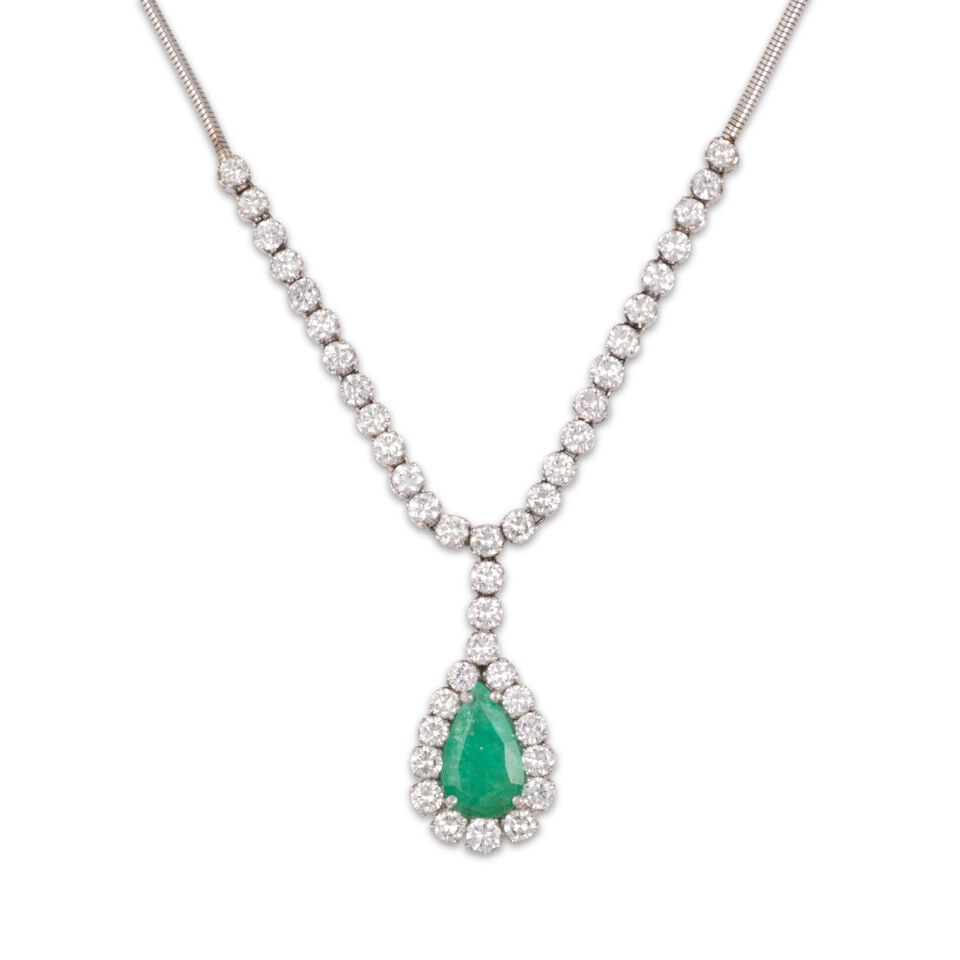 EMERALD AND DIAMOND NECKLACE COLLIER ÉMERAUDE ET DIAMANTS - 2