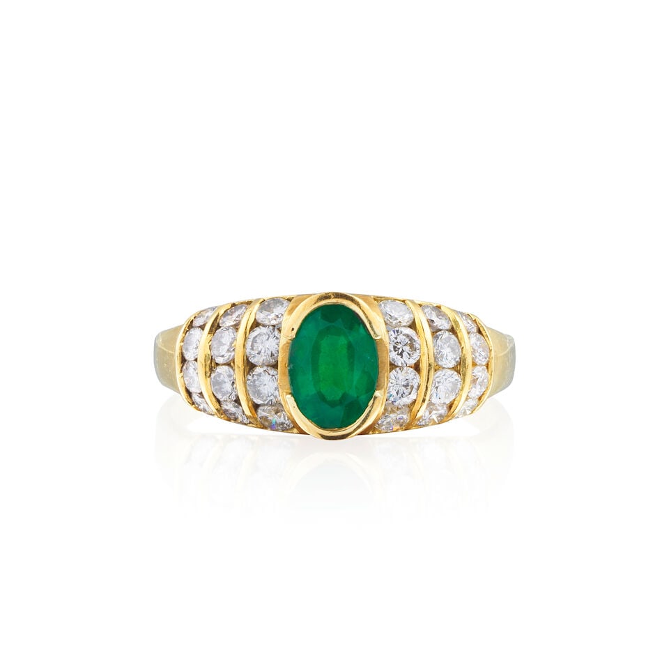 EMERALD AND DIAMOND RING BAGUE ÉMERAUDE ET DIAMANTS - 3