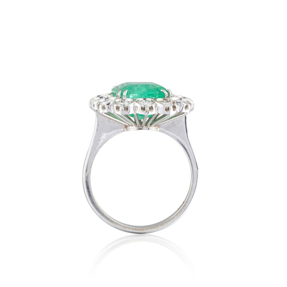 EMERALD AND DIAMOND RING BAGUE ÉMERAUDE DIAMANTS - 2