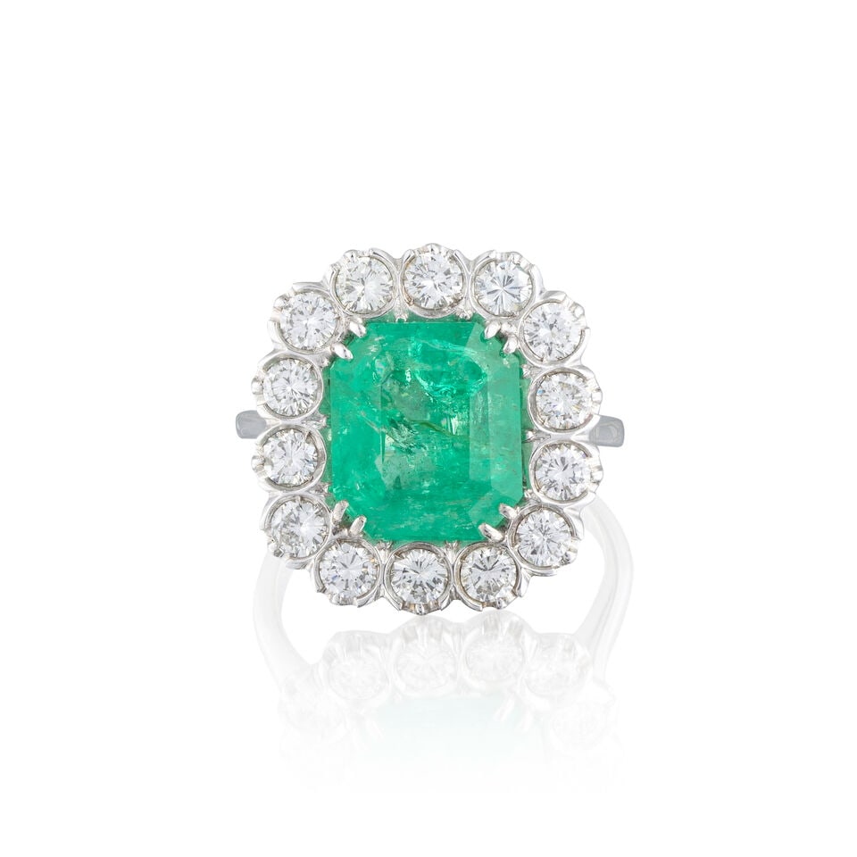 EMERALD AND DIAMOND RING BAGUE ÉMERAUDE DIAMANTS - 3