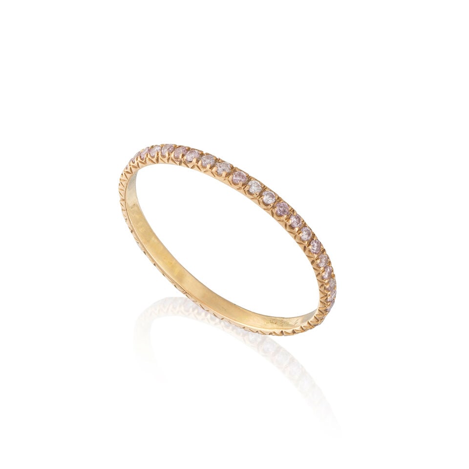 DIAMOND ETERNITY RING ALLIANCE AMÉRICAINE DIAMANTS: DIAMOND ETERNITY RING ALLIANCE AMÉRICAINE DIAMANTS • Exempt for 18 carat pink gold (750 ‰) ​ • Pink brilliant-cut diamonds weighing approximately 0.20 ct total