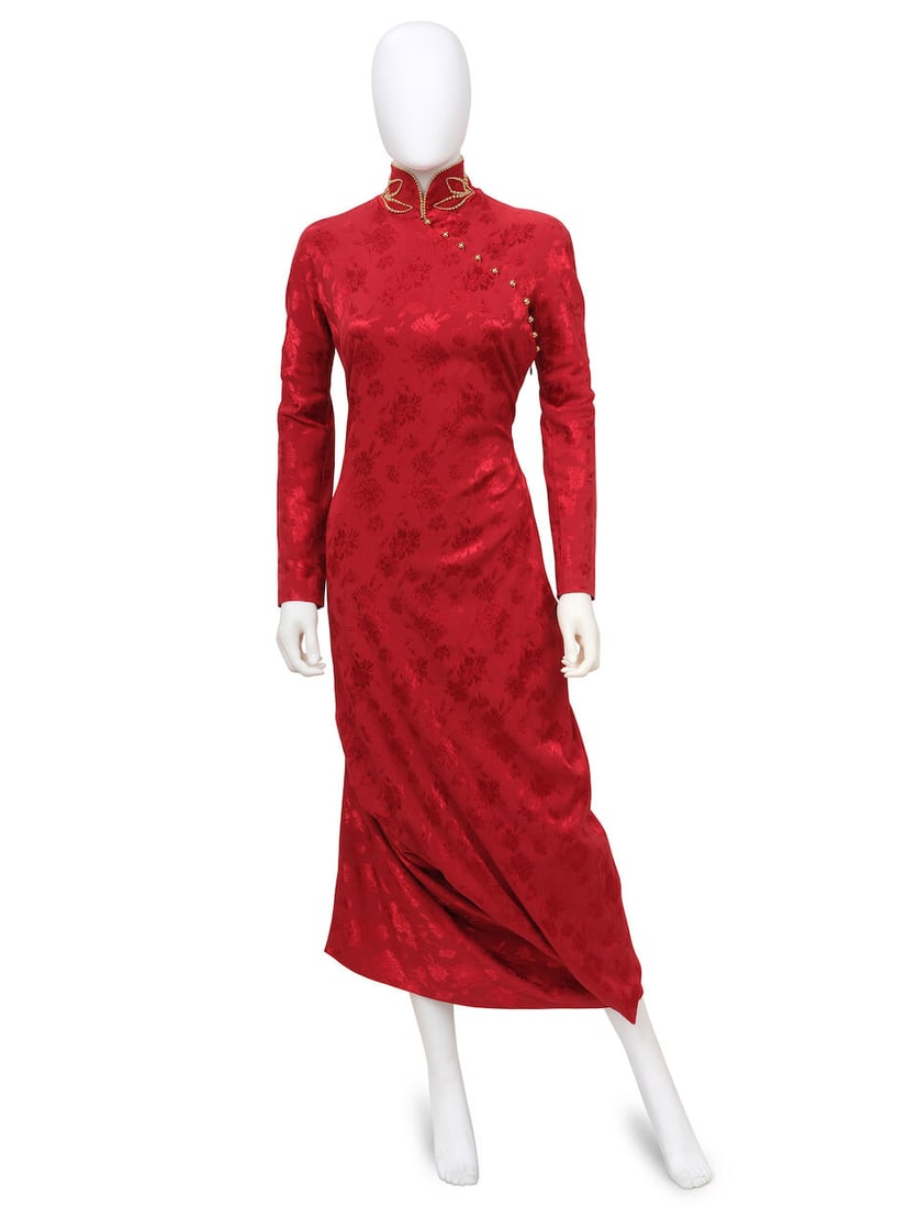 CHRISTIAN DIOR: RED DAMASK GOLD EMBELLISHED GOWN Fall/Winter 1997 | John Galliano (1 of 3)