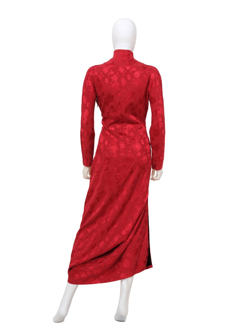 CHRISTIAN DIOR: RED DAMASK GOLD EMBELLISHED GOWN Fall/Winter 1997 | John Galliano - 3