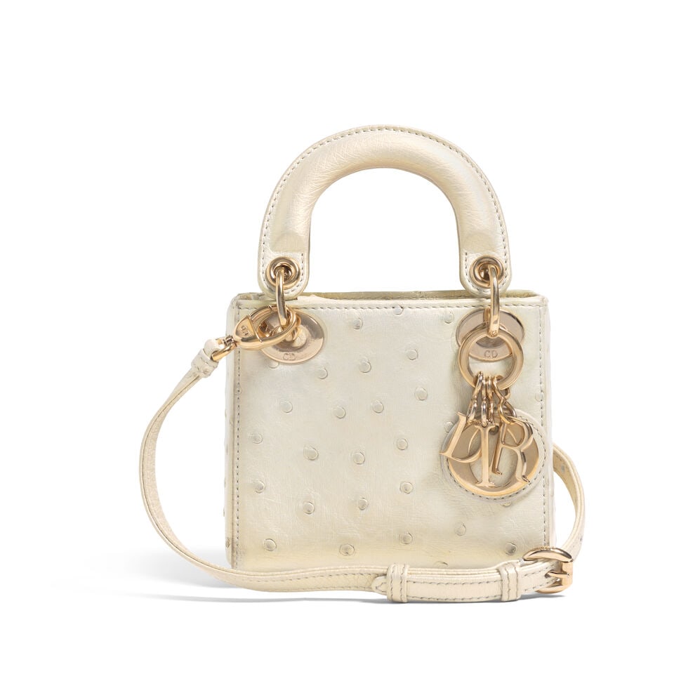 CHRISTIAN DIOR: IRIDESCENT METALLIC COATED OSTRICH MICRO LADY DIOR 2022 | Maria Grazia Chiuri - 5