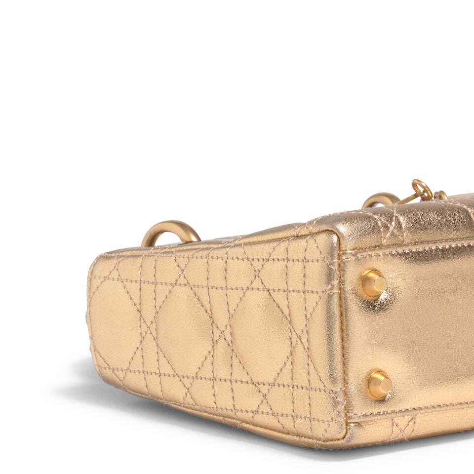 CHRISTIAN DIOR: METALLIC GOLD CANNAGE LEATHER MINI LADY DIOR 1997 | John Galliano - 2