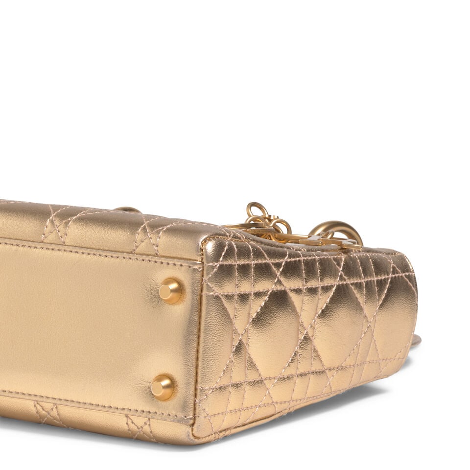 CHRISTIAN DIOR: METALLIC GOLD CANNAGE LEATHER MINI LADY DIOR 1997 | John Galliano - 3