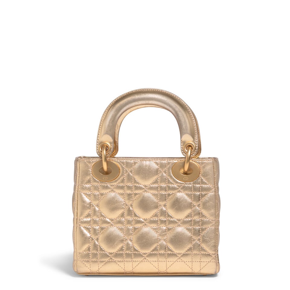 CHRISTIAN DIOR: METALLIC GOLD CANNAGE LEATHER MINI LADY DIOR 1997 | John Galliano - 5