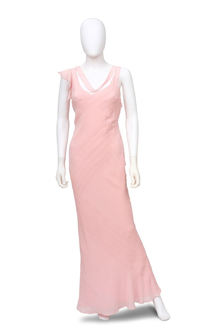 CHRISTIAN DIOR: PINK CHIFFON BIAS CUT GOWN Fall 2004 | John Galliano (1 of 3)