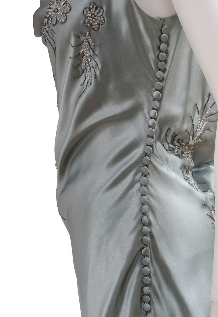 CHRISTIAN DIOR: BLUE SILK BIAS CUT BEADED GOWN Fall 2004 | John Galliano - 3