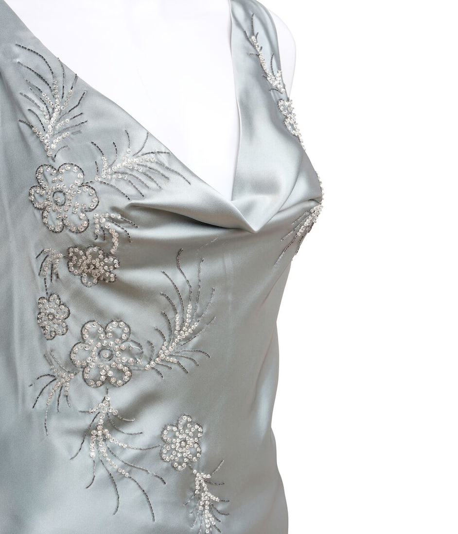 CHRISTIAN DIOR: BLUE SILK BIAS CUT BEADED GOWN Fall 2004 | John Galliano - 4