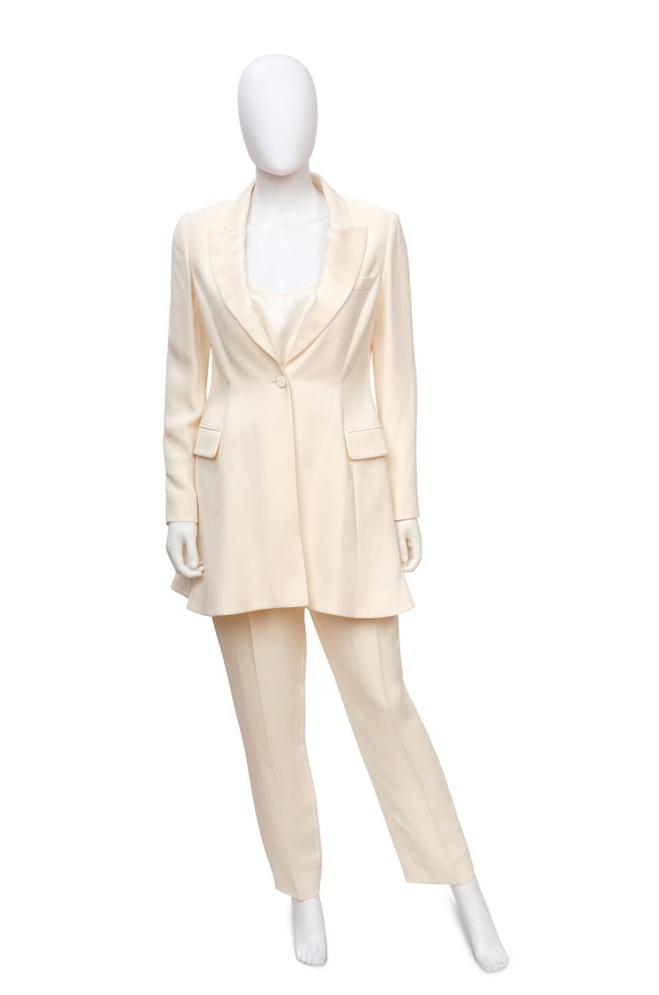 CHRISTIAN DIOR: WHITE SATIN TRIM CROP TUXEDO Fall 2013 | Raf Simons (1 of 3)