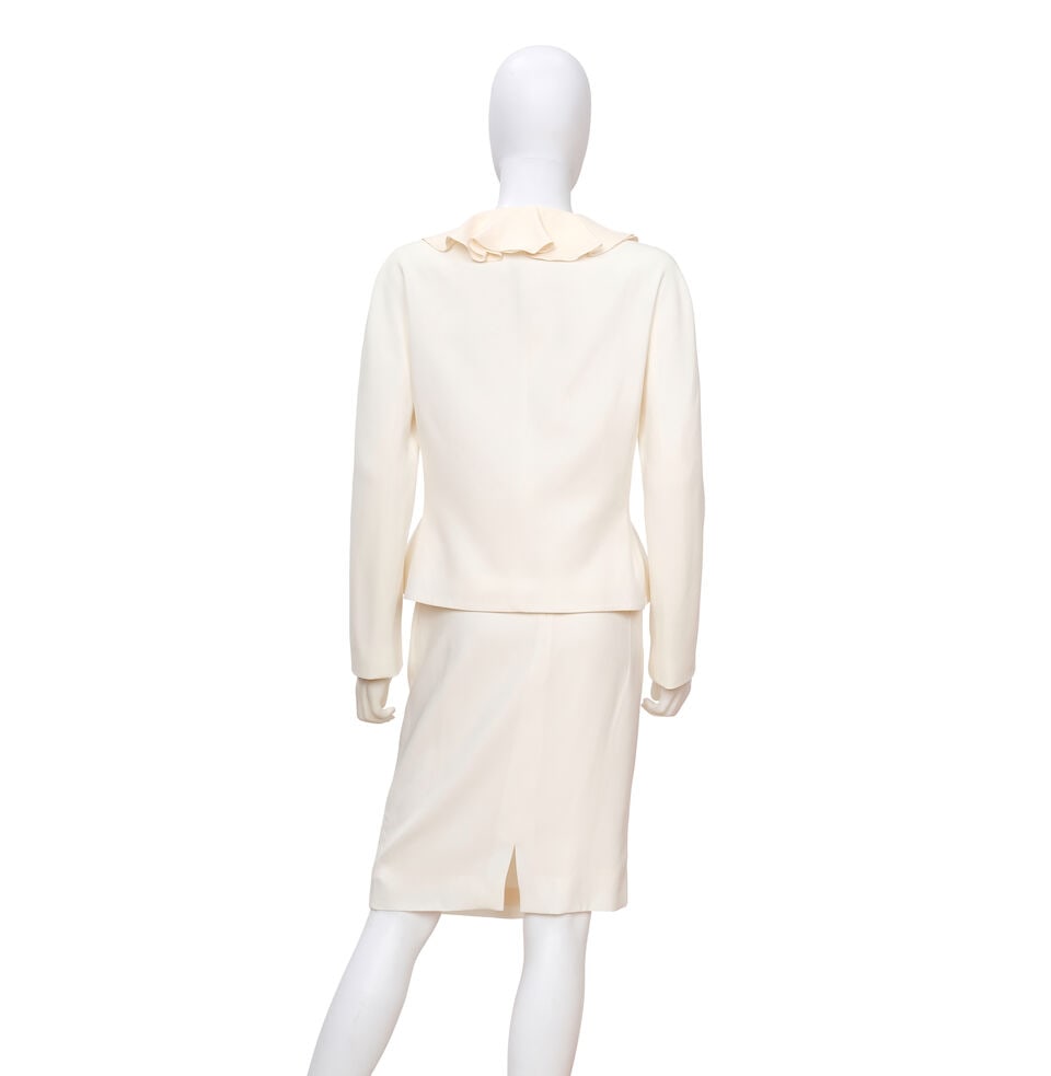 CHRISTIAN DIOR: CREAM RUFFLE SKIRT SUIT ENSEMBLE Spring 2008 | John Galliano - 2