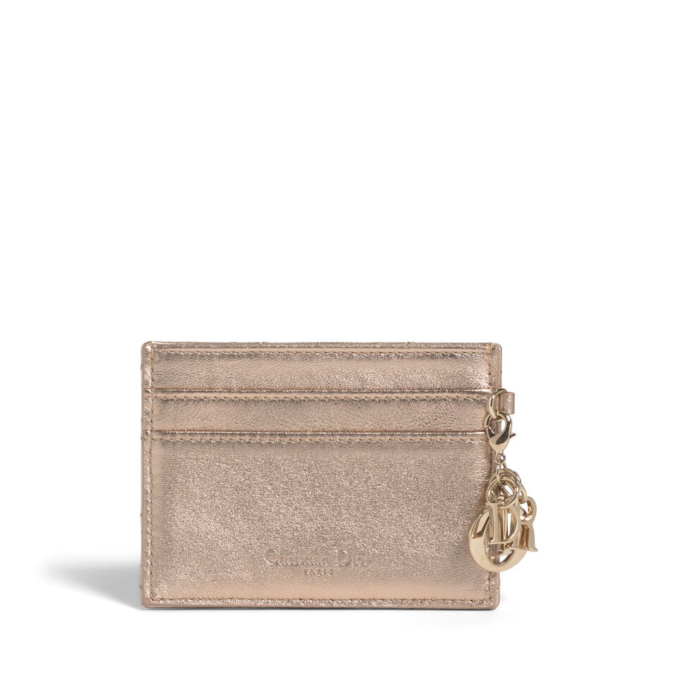 CHRISTIAN DIOR: GOLD CANNAGE LEATHER CARD HOLDER 2014 | Raf Simons (1 of 2)