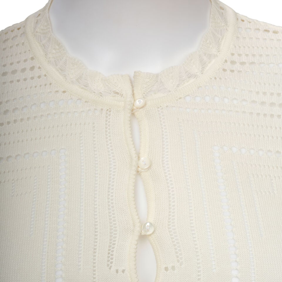 CHRISTIAN DIOR: WHITE KNIT LASERCUT CARDIGAN Spring/Summer 2001 | John Galliano - 2