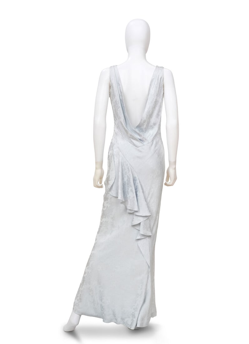 CHRISTIAN DIOR: BLUE BIAS CUT DAMASK GOWN Spring 1998 | John Galliano - 2