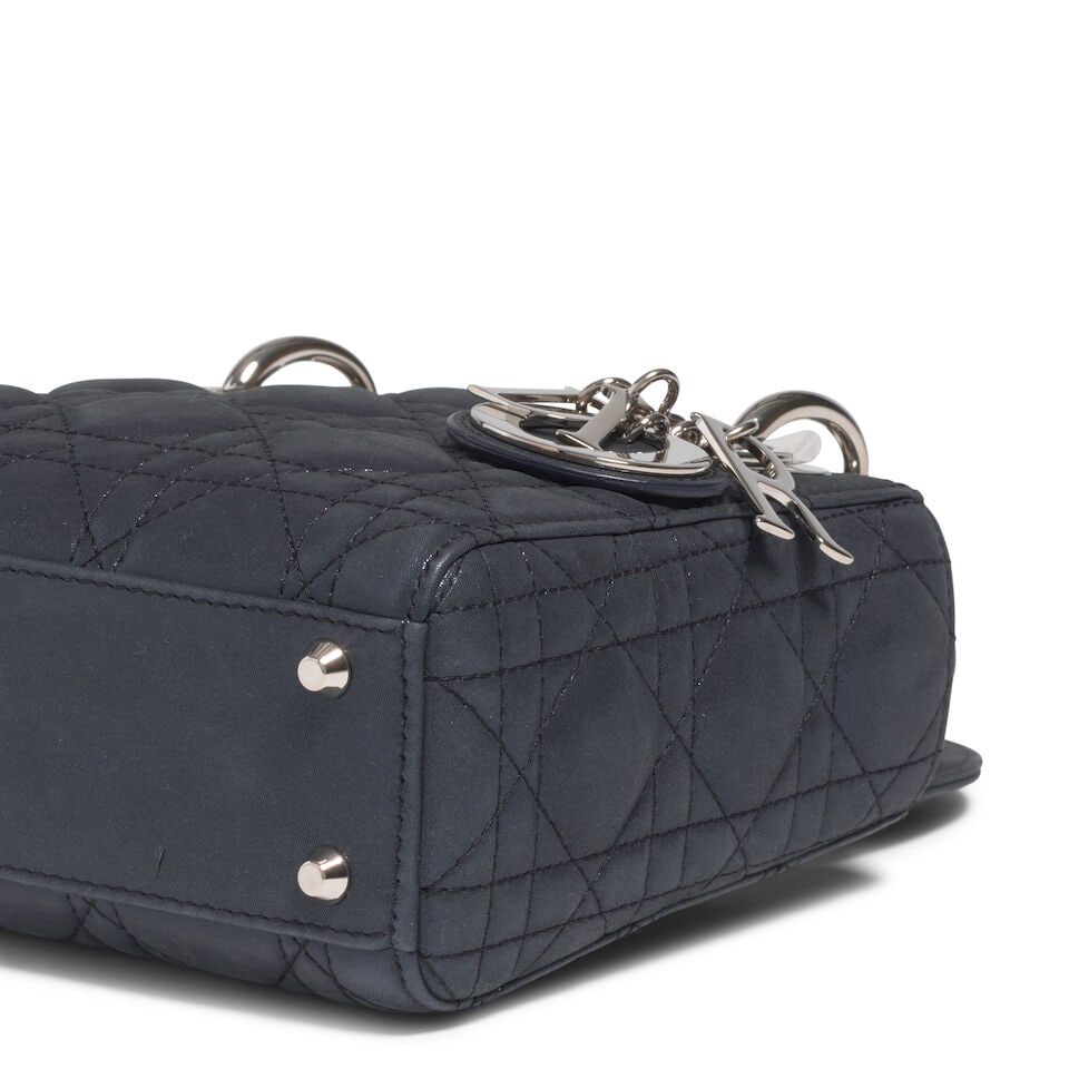 CHRISTIAN DIOR: NAVY CANNAGE IRIDESCENT MINI LADY DIOR 2015 | Raf Simons - 3