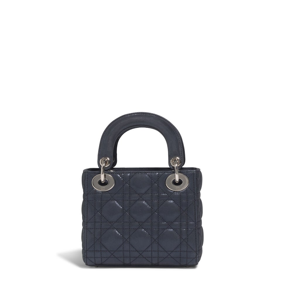 CHRISTIAN DIOR: NAVY CANNAGE IRIDESCENT MINI LADY DIOR 2015 | Raf Simons - 5