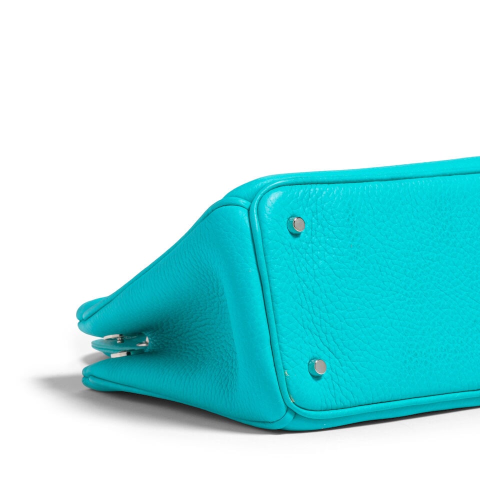 CHRISTIAN DIOR: BLUE SMALL DIORISSIMO LEATHER TOTE 2014 | Raf Simons - 2