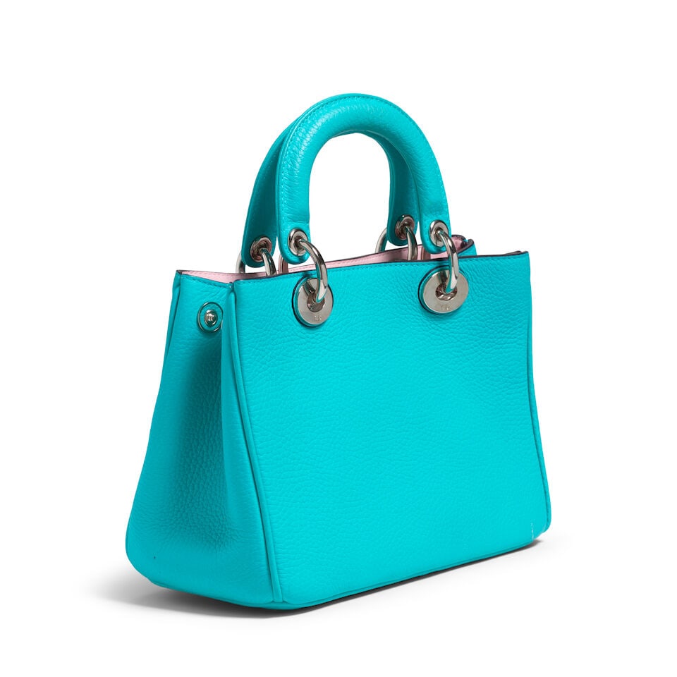 CHRISTIAN DIOR: BLUE SMALL DIORISSIMO LEATHER TOTE 2014 | Raf Simons - 4