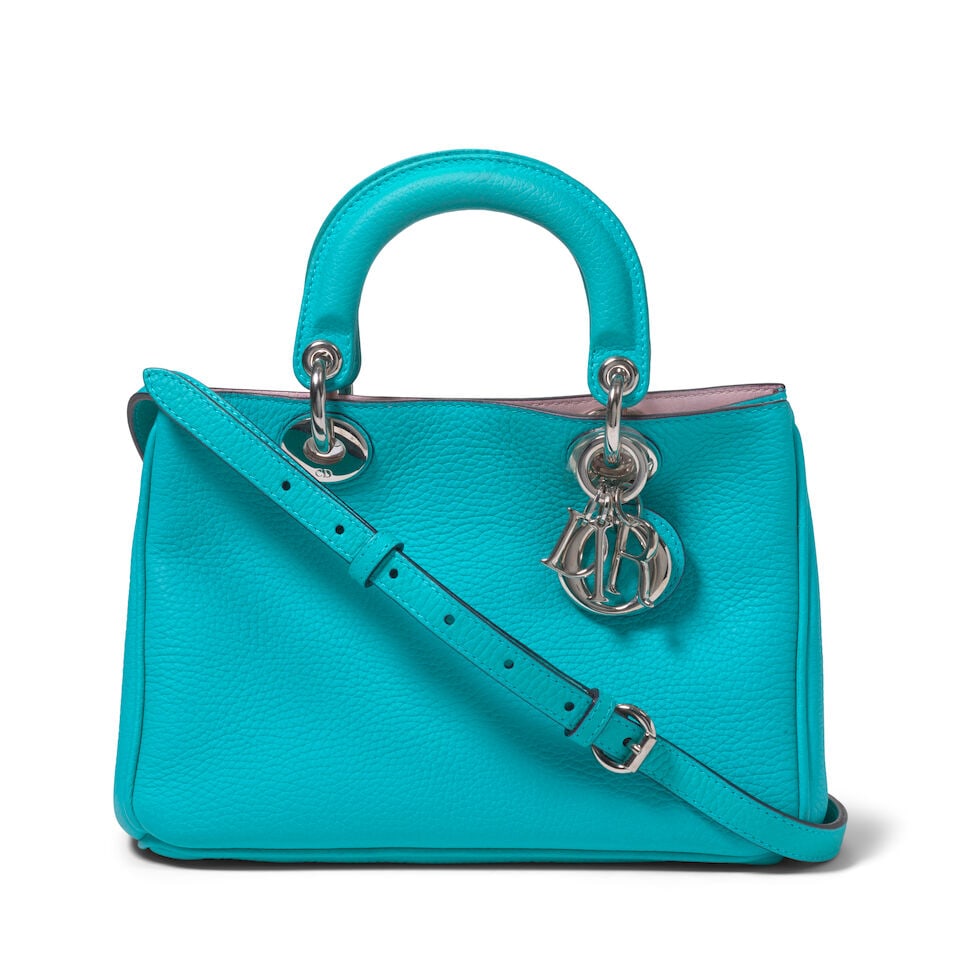 CHRISTIAN DIOR: BLUE SMALL DIORISSIMO LEATHER TOTE 2014 | Raf Simons - 5