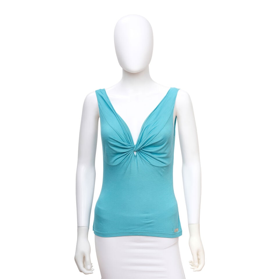 CHRISTIAN DIOR: BLUE LOGO KNOT SLEEVELESS TOP Spring 2005 | John Galliano (1 of 2)