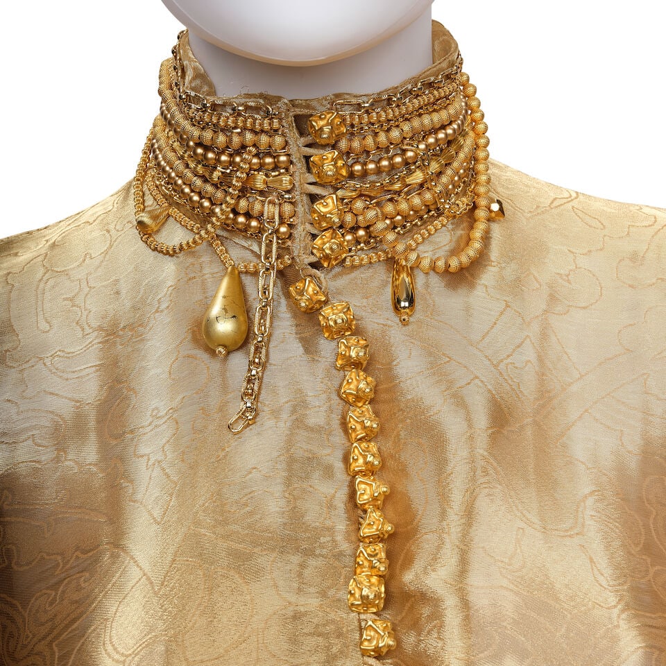 CHRISTIAN DIOR: GOLD SILK DAMASK BEADED TUNIC Fall 1994 | Gianfranco Ferré - 3