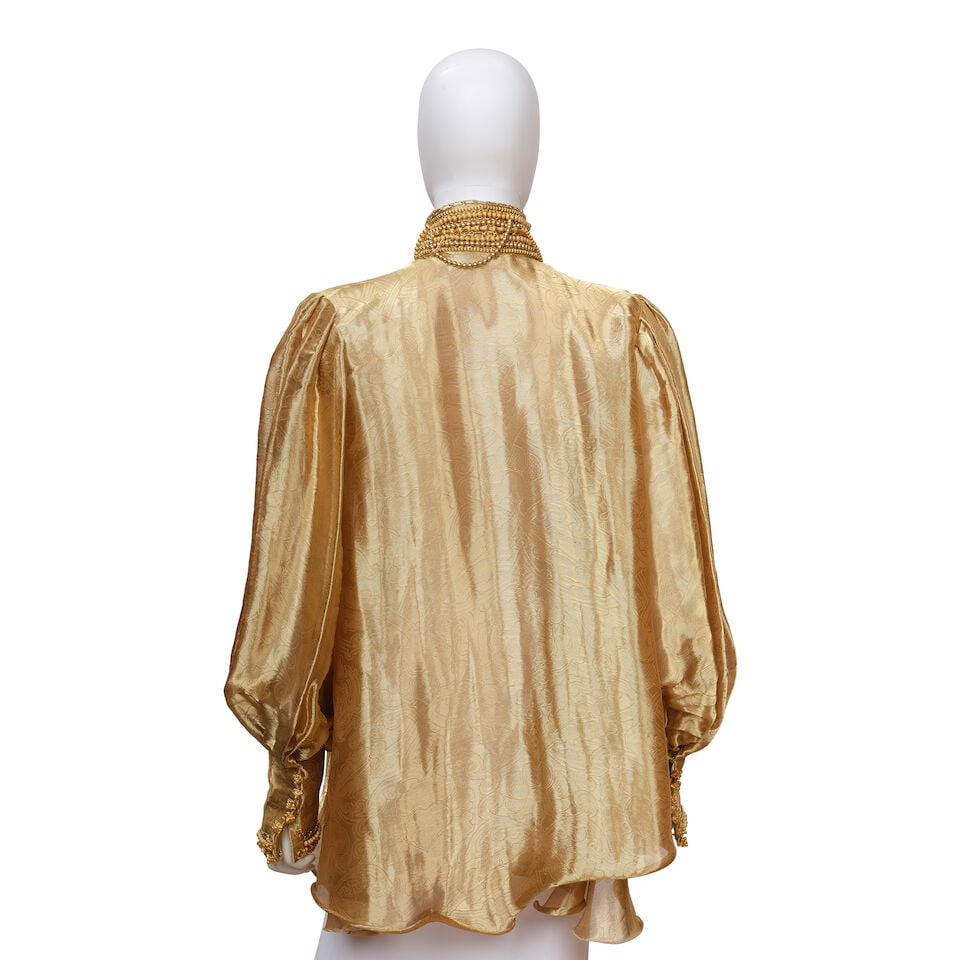 CHRISTIAN DIOR: GOLD SILK DAMASK BEADED TUNIC Fall 1994 | Gianfranco Ferré - 4