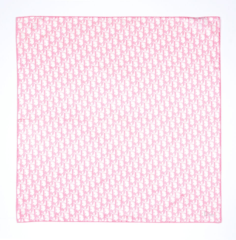 CHRISTIAN DIOR: PINK SILK DIORISSIMO PRINT SCARF Spring 2004 | John Galliano (1 of 1)