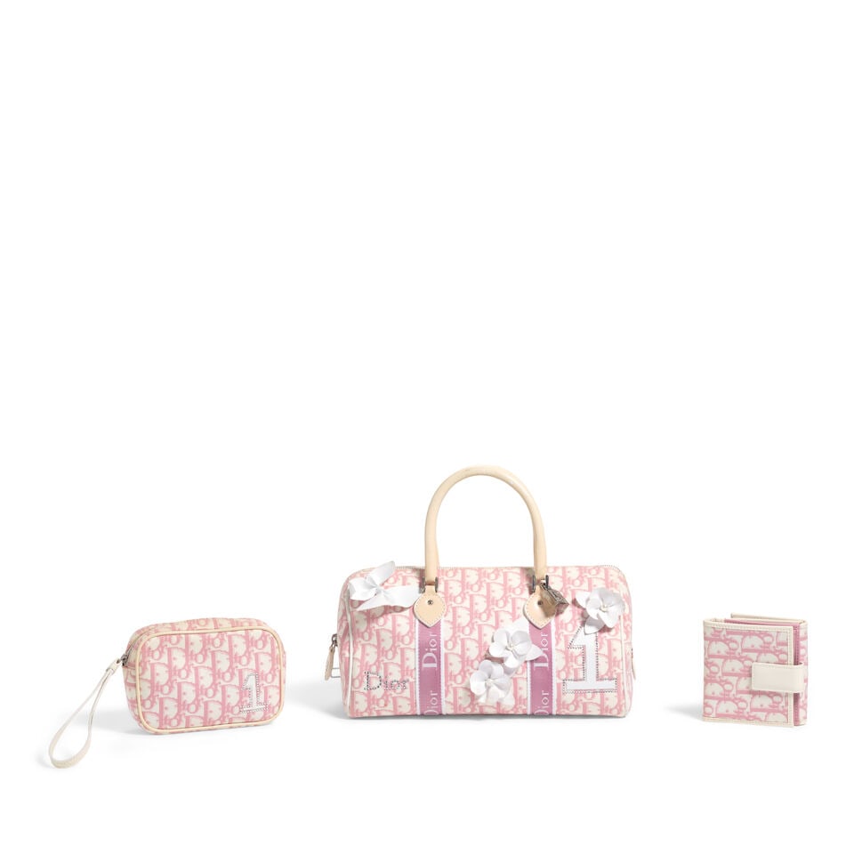 CHRISTIAN DIOR: PINK DIORISSIMO GIRLY BOSTON BAG WITH ACCESSORIES 2003 | John Galliano - 5