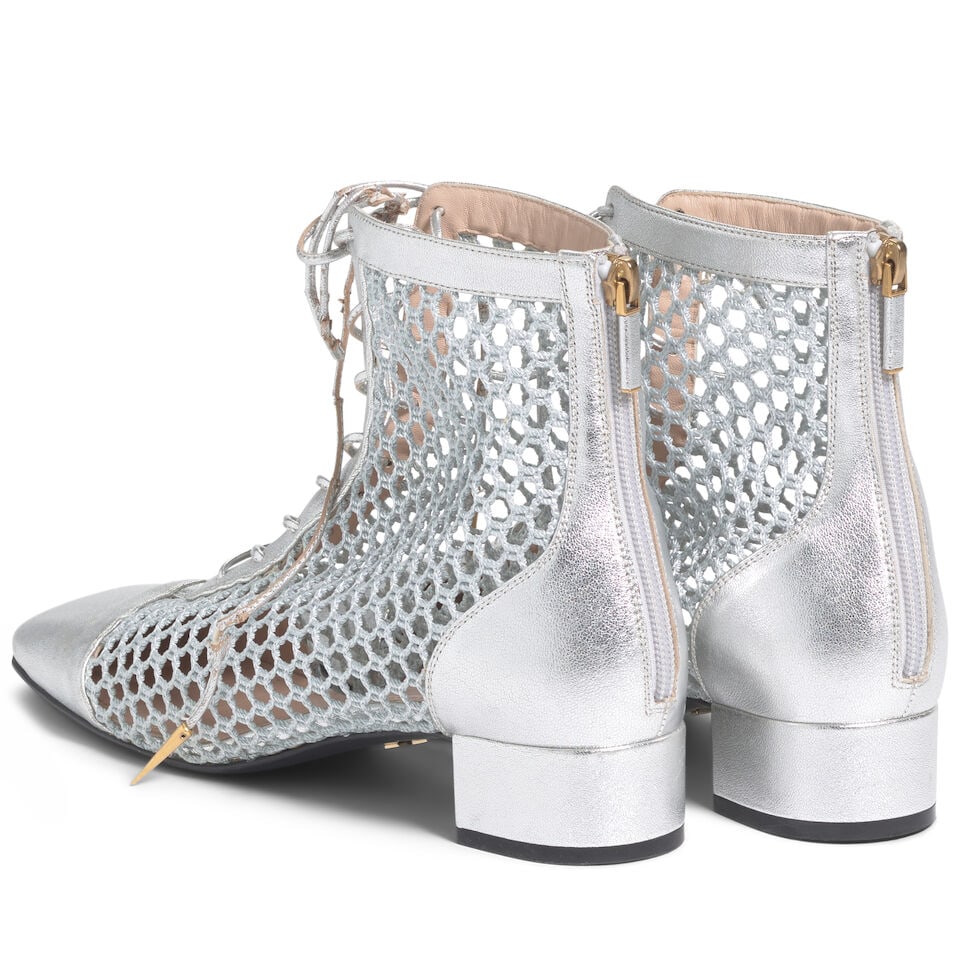 CHRISTIAN DIOR: SILVER LEATHER NAUGHTILY-D ANKLE BOOTS - 2