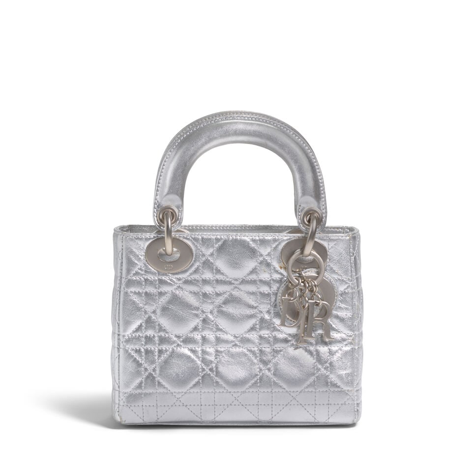 CHRISTIAN DIOR: SILVER CANNAGE LEATHER MINI LADY DIOR 1997 | John Galliano (1 of 5)