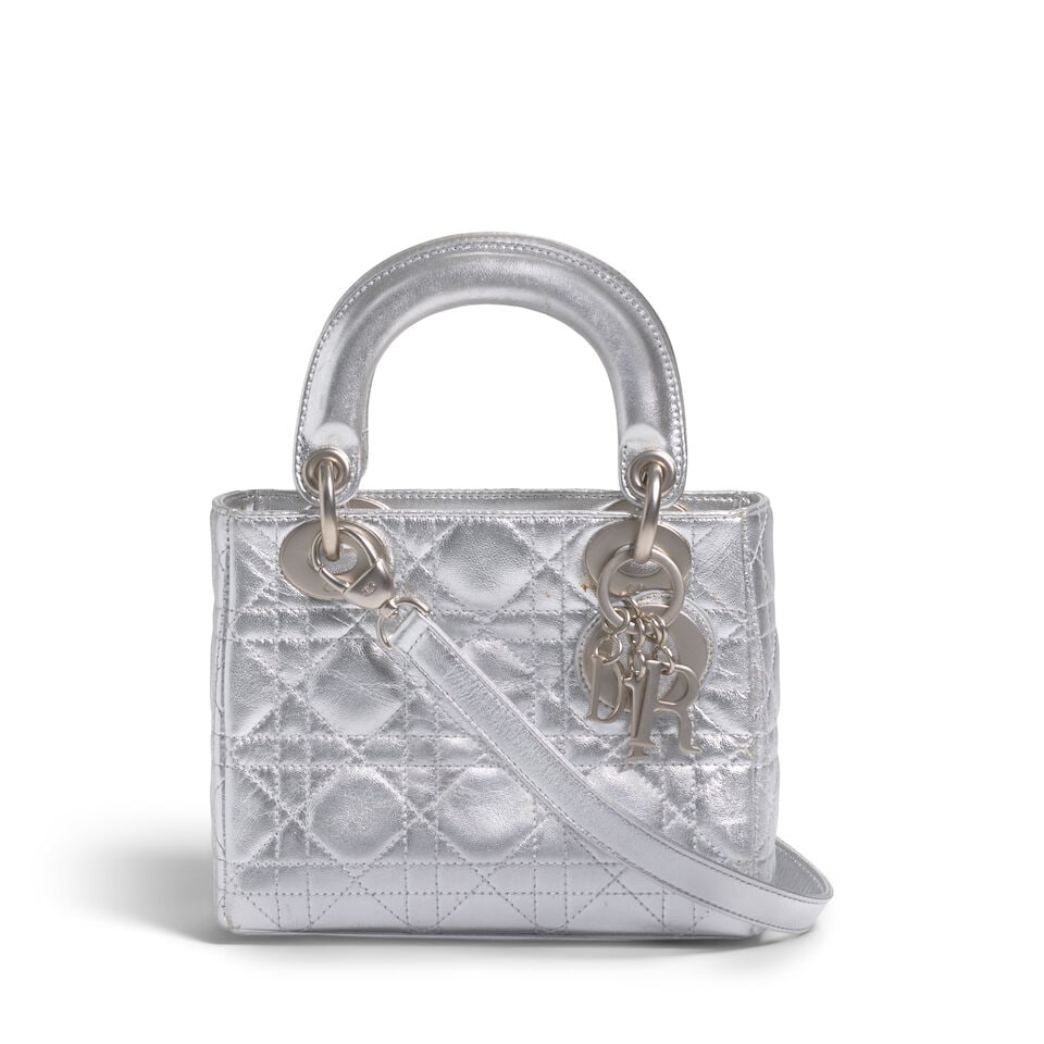 CHRISTIAN DIOR: SILVER CANNAGE LEATHER MINI LADY DIOR 1997 | John Galliano - 5
