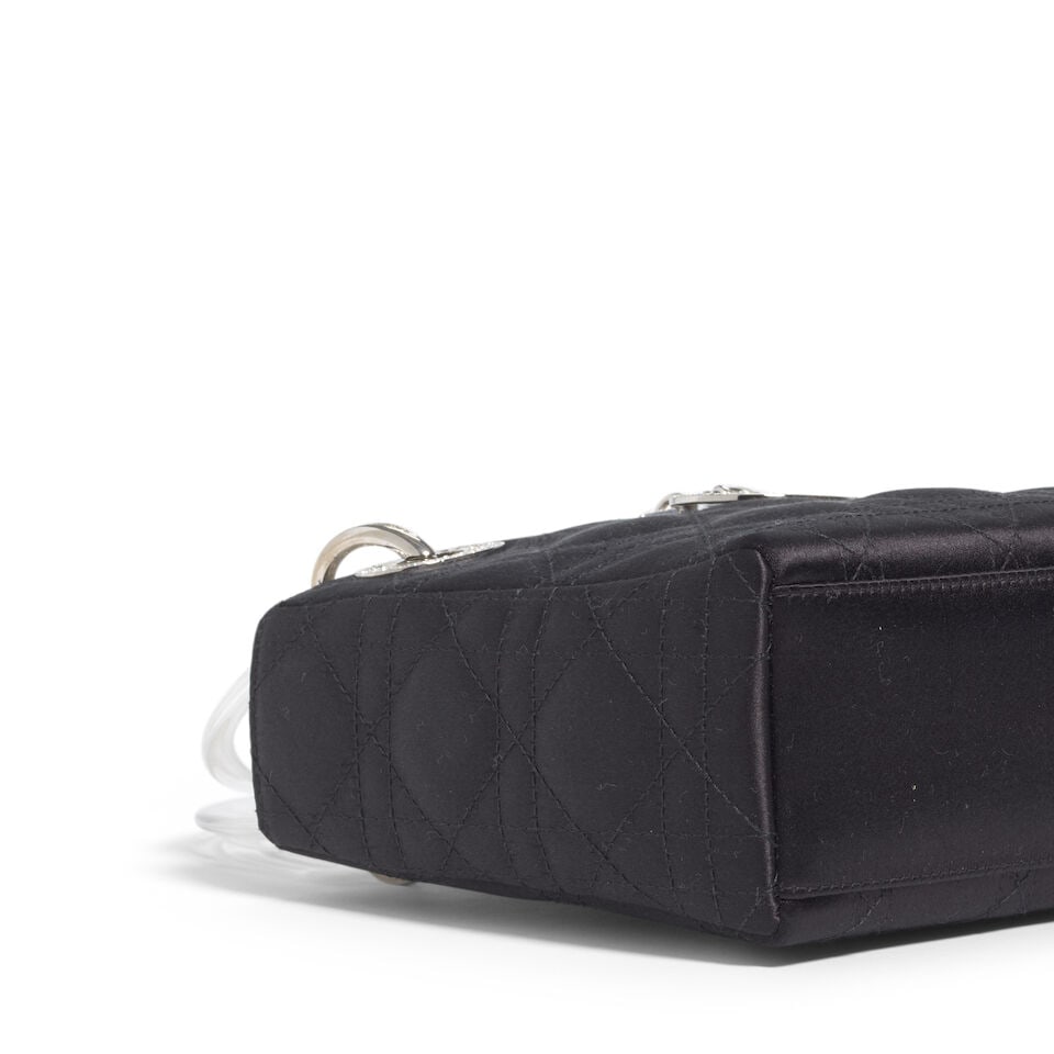 CHRISTIAN DIOR: BLACK CANNAGE SATIN MINI LADY DIOR 2004 | John Galliano - 3