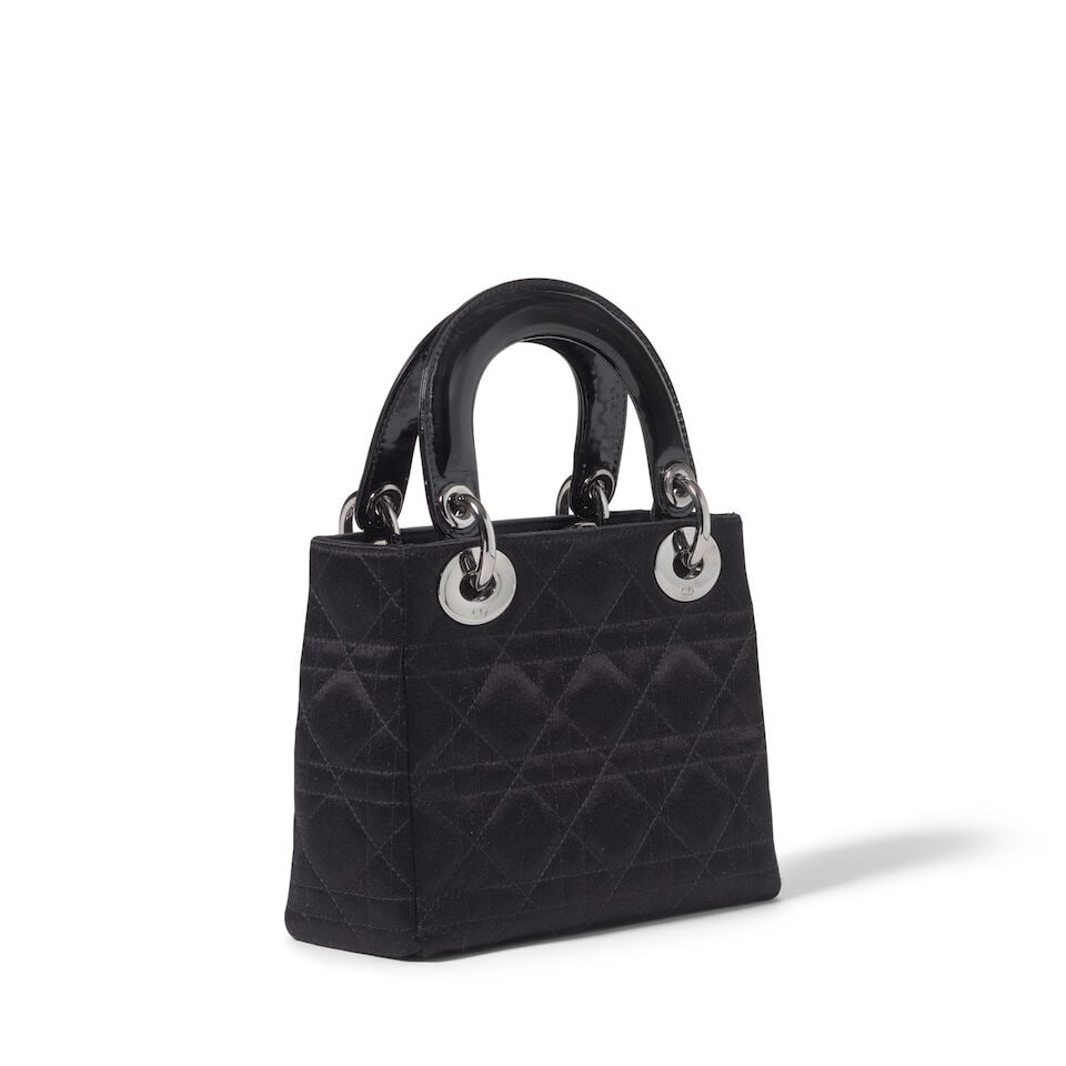 CHRISTIAN DIOR: BLACK CANNAGE SATIN MINI LADY DIOR 2003 | John Galliano - 2