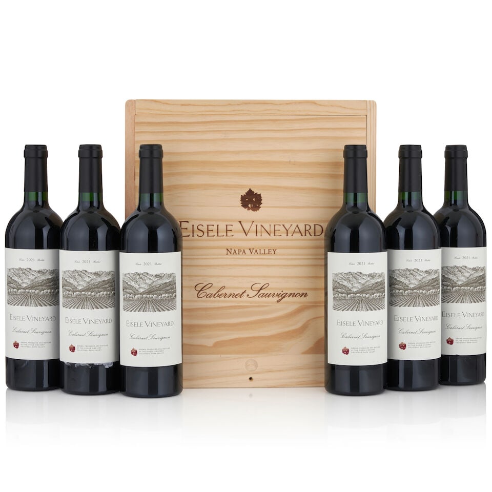 Eisele Vineyard, Cabernet Sauvignon, 2021 (6 bottles, 750ml): Eisele Vineyard, Cabernet Sauvignon, 2021 (6 bottles, 750ml) Region: Napa Valley Footnotes: California This lot is subject to the following lot symbols: • • Zero rated for tax, no tax will