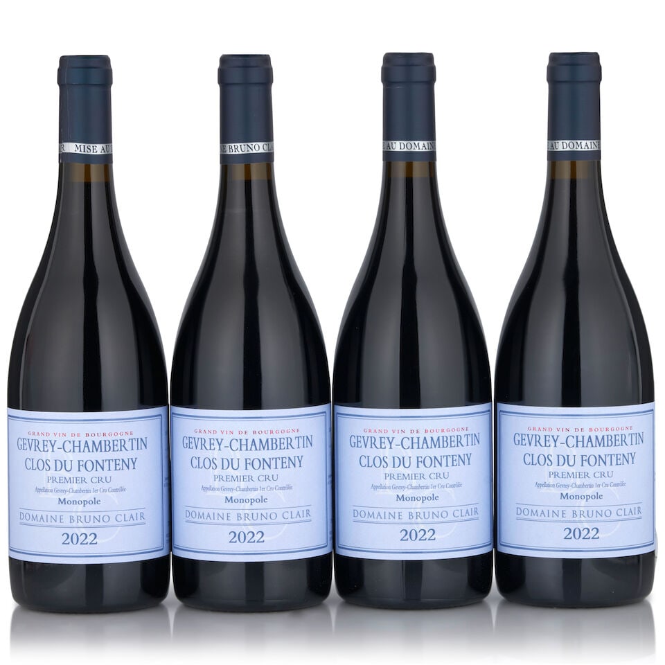 Bruno Clair, Gevrey Chambertin Clos du Fonteny, 2022 (4 bottles, 750ml): Bruno Clair, Gevrey Chambertin Clos du Fonteny, 2022 (4 bottles, 750ml) Region: Cote de Nuits Packaging: original carton Footnotes: Burgundy This lot is subject to the following lot symbols: • &