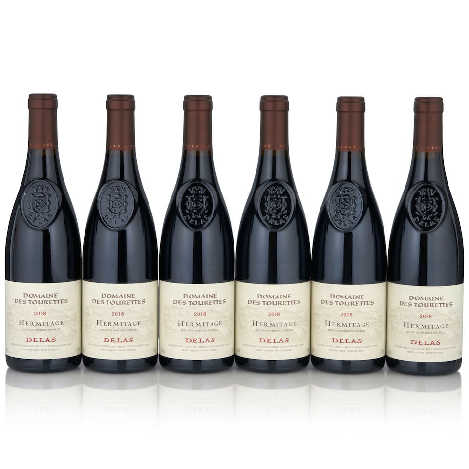 Delas, Hermitage Domaine des Tourettes, 2018 (6 bottles, 750ml): Delas, Hermitage Domaine des Tourettes, 2018 (6 bottles, 750ml) Region: Northern Rhone Packaging: original carton This lot is subject to the following lot symbols: • • Zero rated for tax,