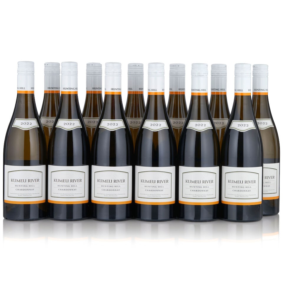 Kumeu River, Hunting Hill Chardonnay, 2022 (12 bottles, 750ml): Kumeu River, Hunting Hill Chardonnay, 2022 (12 bottles, 750ml) Region: New Zealand Packaging: two individual six-pack original cartons This lot is subject to the following lot symbols: • •