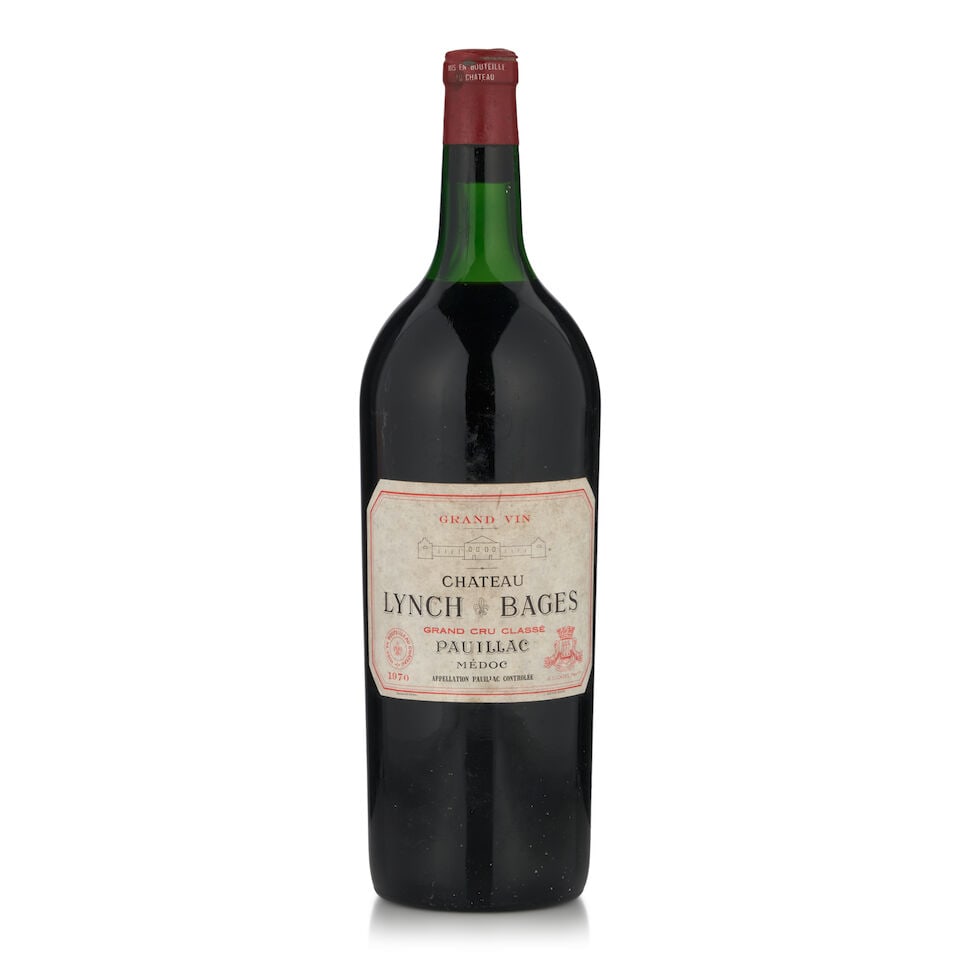 Chateau Lynch Bages, 1970 (1 bottle, 1.5L): Chateau Lynch Bages, 1970 (1 bottle, 1.5L) Region: Pauillac Fill Level: very top shoulder Capsule: worn, stained, lightly corroded Label: damp stained, lightly bin soiled Footnotes: Bordeaux, Left Ban