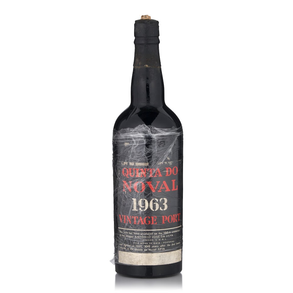Quinta do Noval Vintage Port, 1963 (1 bottle, 750ml): Quinta do Noval Vintage Port, 1963 (1 bottle, 750ml) Region: Portugal Fill Level: into neck Capsule: worn, lightly bin soiled Label: worn, discolored, lightly bin soiled, mostly unaffixed Footnotes: F