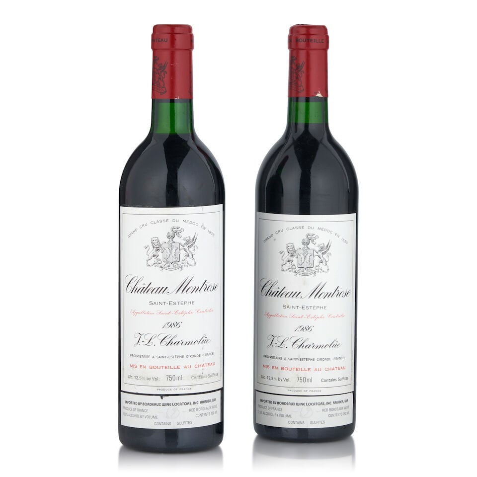 Chateau Montrose, 1986 (2 bottles, 750ml): Chateau Montrose, 1986 (2 bottles, 750ml) Region: St. Estephe Fill Level: one into neck, one bottom neck Label: one lightly faded Footnotes: Bordeaux, Left Bank This lot is subject to the following lo